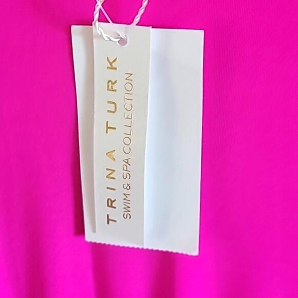 Trina Turk Women’s High Leg Tie Front One Piece Swimsuit – Size 2, Hot Pink NWT - Picture 10 of 11